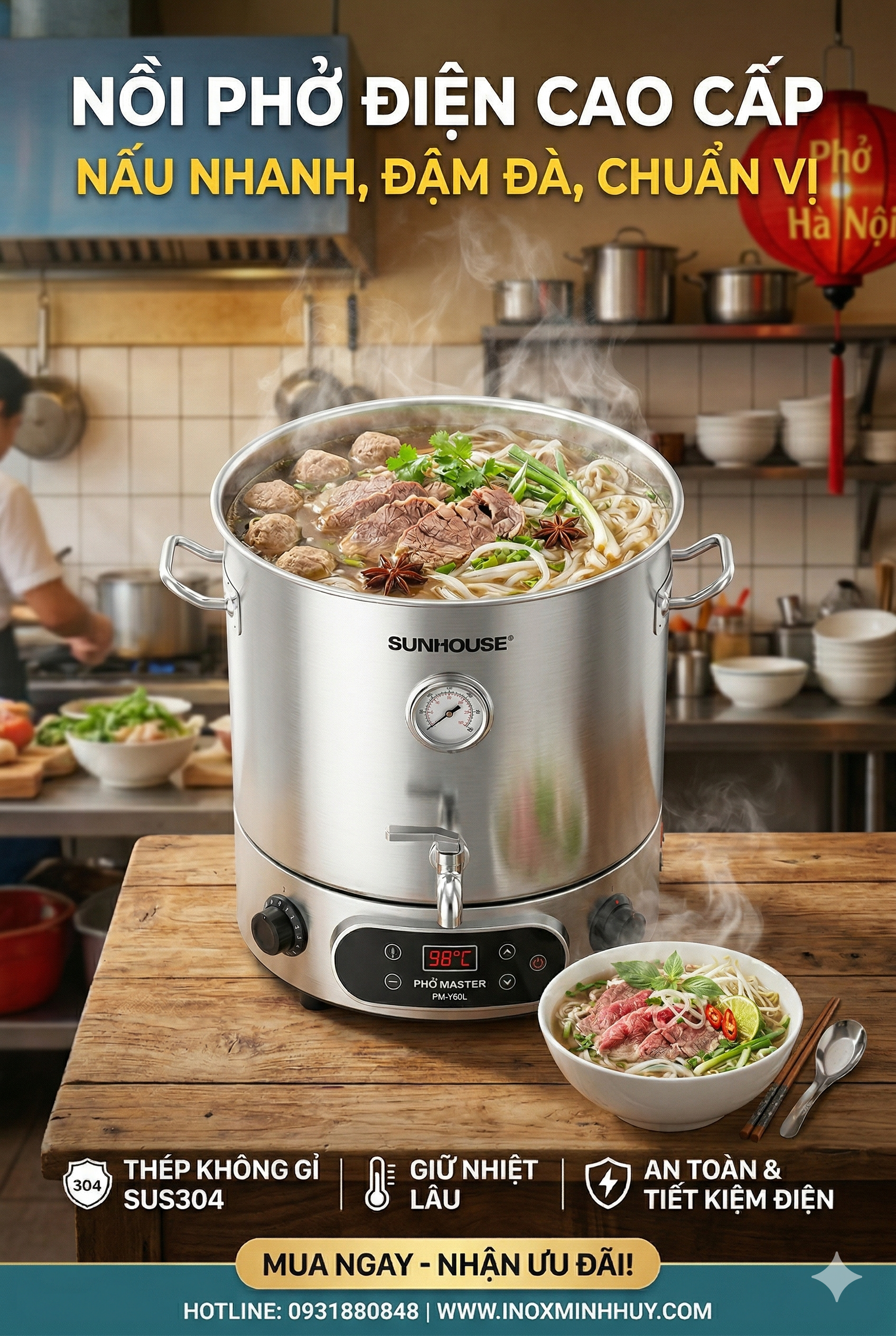 Top đơn vị chuyên thi công nồi phở điện chất lượng