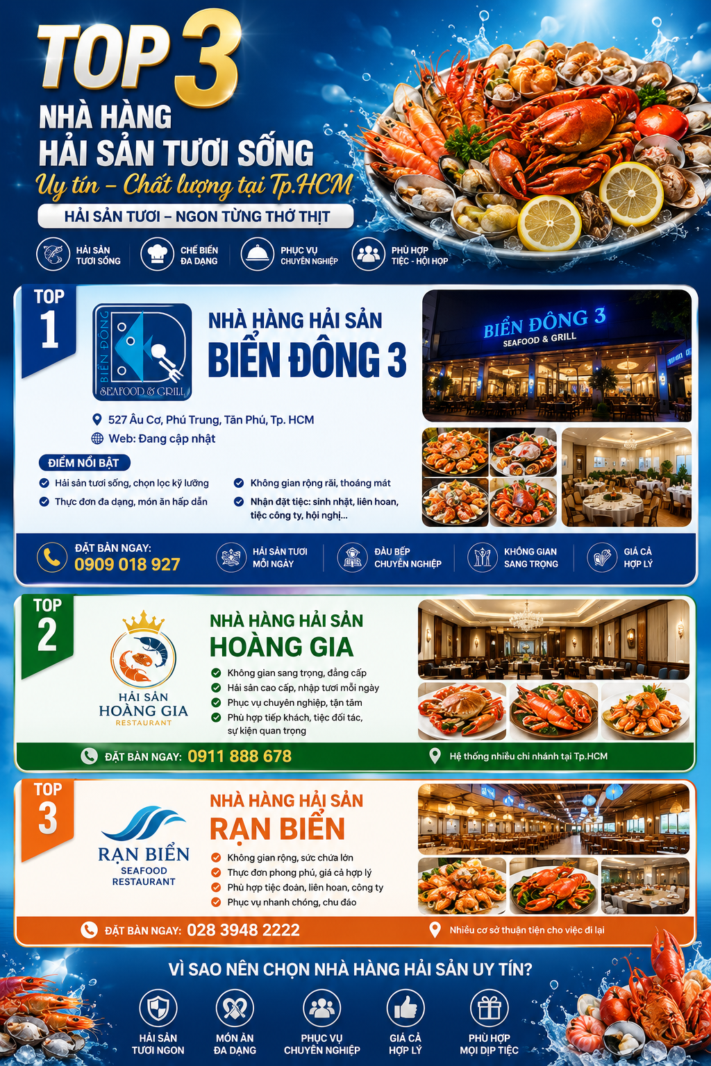 TOP 3 NHÀ HÀNG HẢI SẢN TƯƠI SỐNG UY TÍN, CHẤT LƯỢNG ĐƯỢC THỰC KHÁCH YÊU THÍCH TẠI TP.HCM