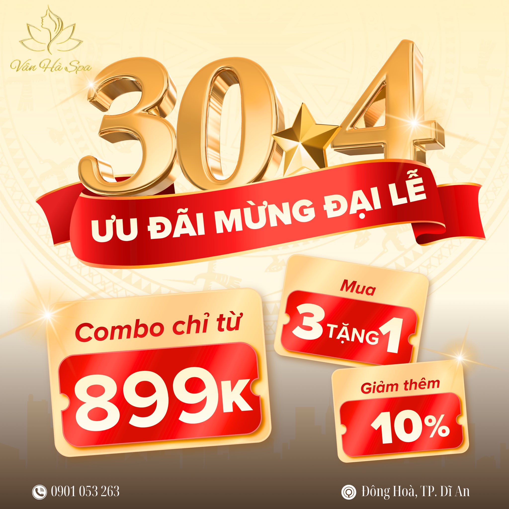 🌸 VÂN HÀ SPA TRIỂN KHAI ƯU ĐÃI VÀNG 30/4 – 1/5: CƠ HỘI “F5” LÀN DA VỚI GIÁ HẤP DẪN 🌸